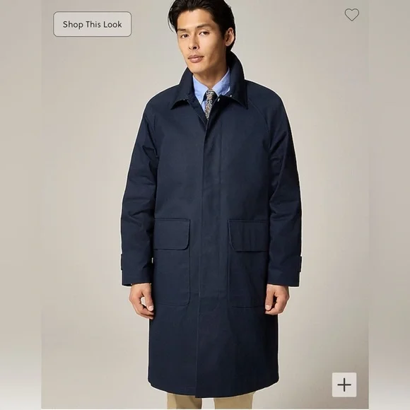 Mens JCrew Navy Blue Trench Coat Rivington car coat rain jacket size 38S - Picture 4 of 13
